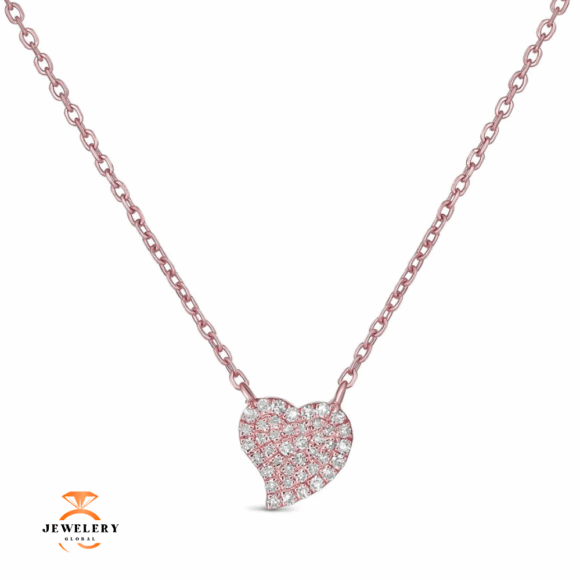 14KT GOLD PETITE DIAMOND HEART NECKLACE - Image 2