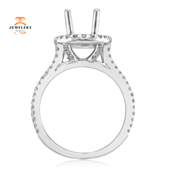 14KT White Gold .86 CTW Diamond Halo Setting for 1-1.25 CT Round - Image 2