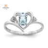 14KT WHITE GOLD 0.40 CT AQUAMARINE & DIAMOND HEART RING