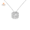 14KT White Gold 0.76 CTW Princess Cut & Round Diamond Halo Pendant