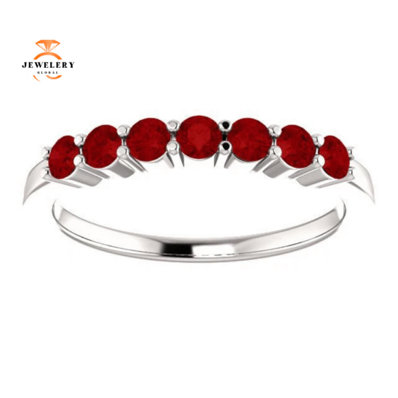 14KT GOLD 0.56 CTW RUBY SHARED PRONG 7 STONE RING - Image 3
