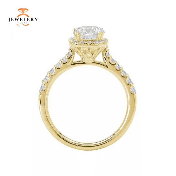 14KT 1/3 CTW DIAMOND CUSHION HALO SETTING FOR 1 CT CUSHION/ROUND - Image 8