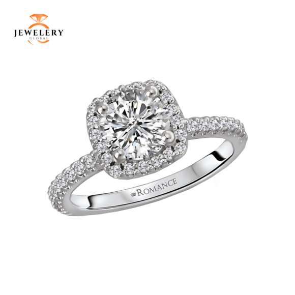 14KT 1/3 CTW Diamond Cushion Halo Setting For 1 CT Round/Cushion