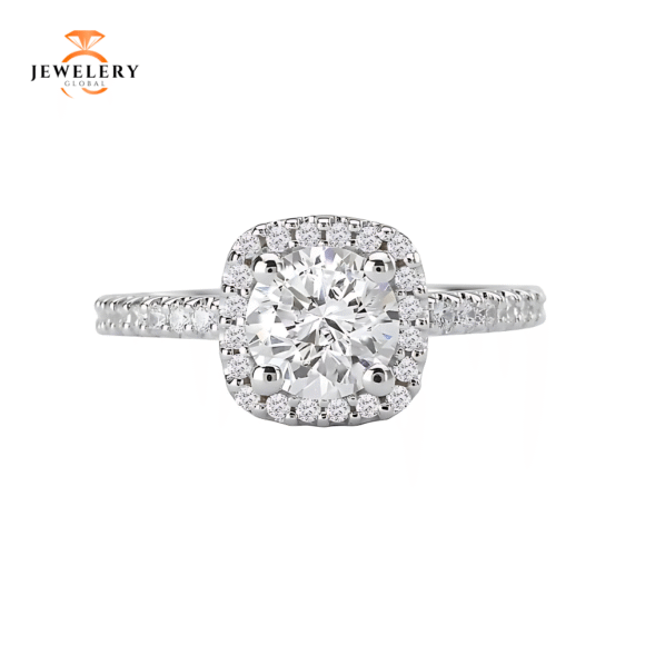 14KT 1/3 CTW Diamond Cushion Halo Setting For 1 CT Round/Cushion - Image 3
