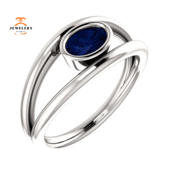 14KT GOLD 0.70 CARAT OVAL BEZEL SET SAPPHIRE RING - Image 6