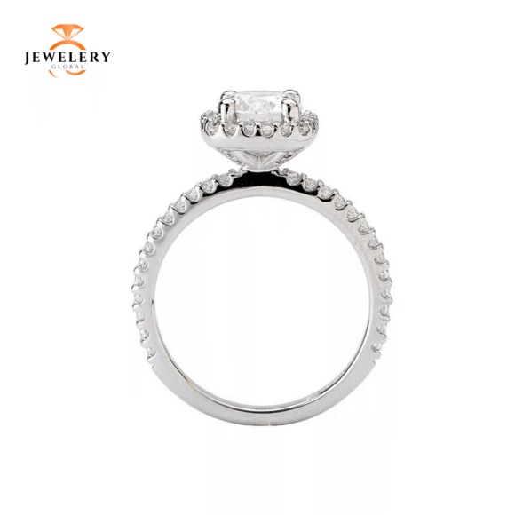 14KT 1/3 CTW Diamond Cushion Halo Setting For 1 CT Round/Cushion - Image 4