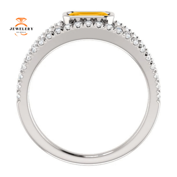14KT GOLD 0.55 CT CITRINE & 3/8 CTW DIAMOND ACCENT BEZEL-SET RING - Image 10