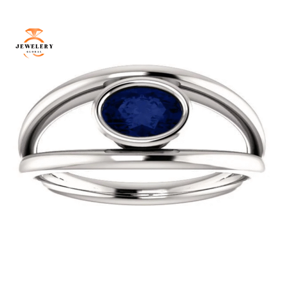14KT GOLD 0.70 CARAT OVAL BEZEL SET SAPPHIRE RING - Image 7