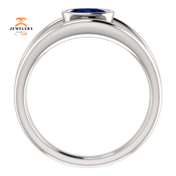 14KT GOLD 0.70 CARAT OVAL BEZEL SET SAPPHIRE RING - Image 10