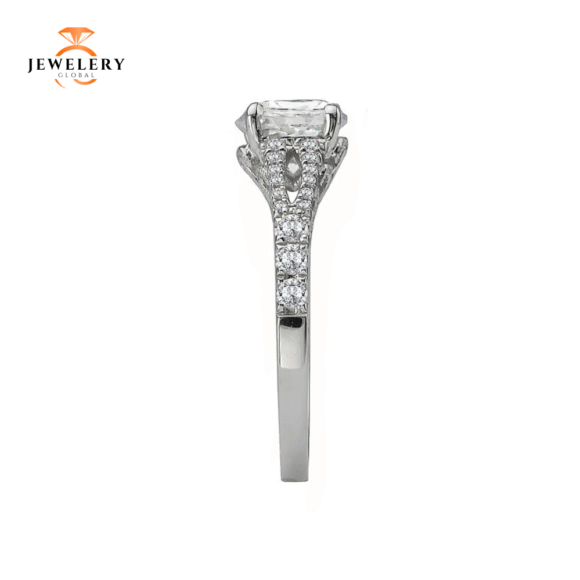 14KT 1/3 CTW Diamond Split Shank Cutout Setting For 1.50 CT Round - Image 3