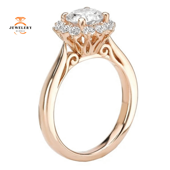 14KT GOLD 1/3 CTW DIAMOND FLOWER HALO MOUNTING FOR 1 CT ROUND - Image 6