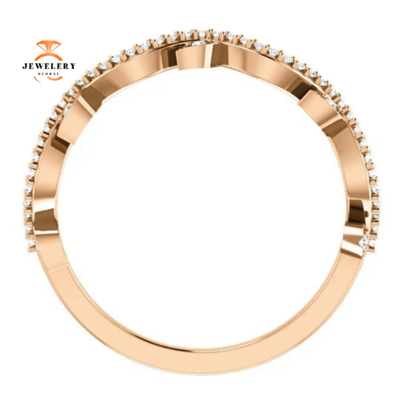 14KT GOLD 1/6 CTW ROUND DIAMOND LEAF RING - Image 8