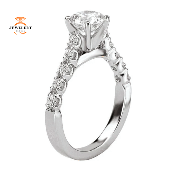 14KT GOLD 3/8 CTW DIAMOND ACCENT PEG HEAD SETTING FOR 1 CT ROUND - Image 3