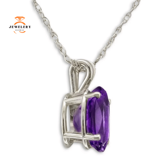 14KT GOLD OVAL AMETHYST NECKLACE - Image 2