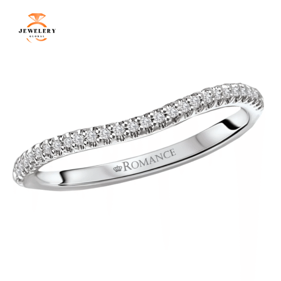 14KT GOLD .08 CTW ROUND DIAMOND CURVED PAVÉ BAND