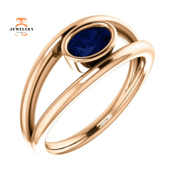 14KT GOLD 0.70 CARAT OVAL BEZEL SET SAPPHIRE RING - Image 11