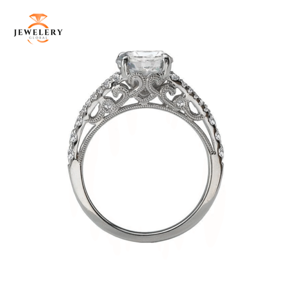14KT 1/3 CTW Diamond Split Shank Cutout Setting For 1.50 CT Round - Image 4