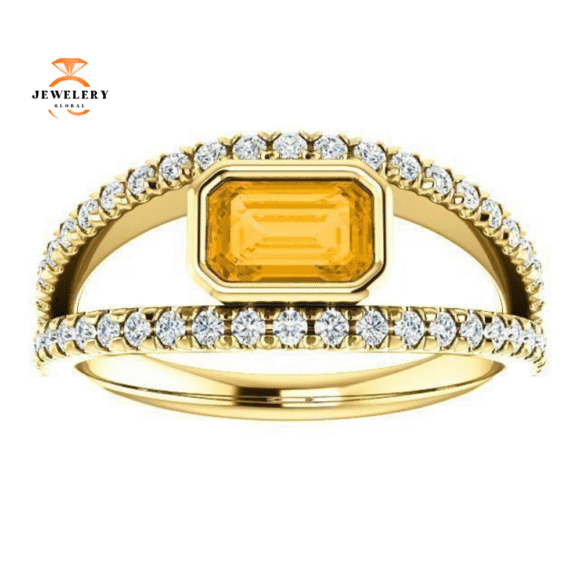 14KT GOLD 0.55 CT CITRINE & 3/8 CTW DIAMOND ACCENT BEZEL-SET RING - Image 7
