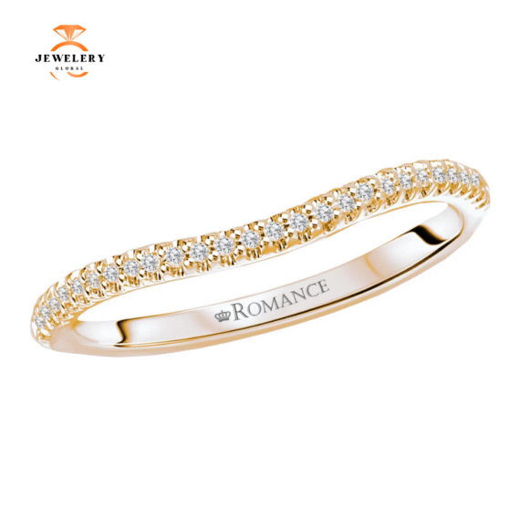 14KT GOLD .08 CTW ROUND DIAMOND CURVED PAVÉ BAND - Image 3