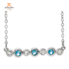 14KT GOLD 0.12 CTW AQUAMARINE & DIAMOND BEZEL-SET BAR NECKLACE