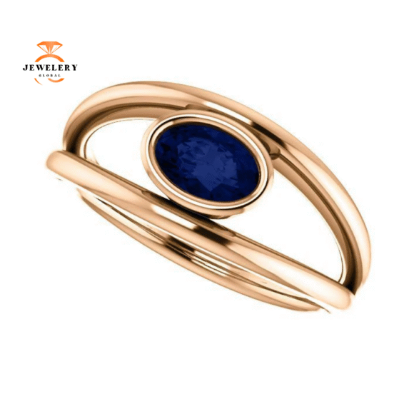 14KT GOLD 0.70 CARAT OVAL BEZEL SET SAPPHIRE RING - Image 13