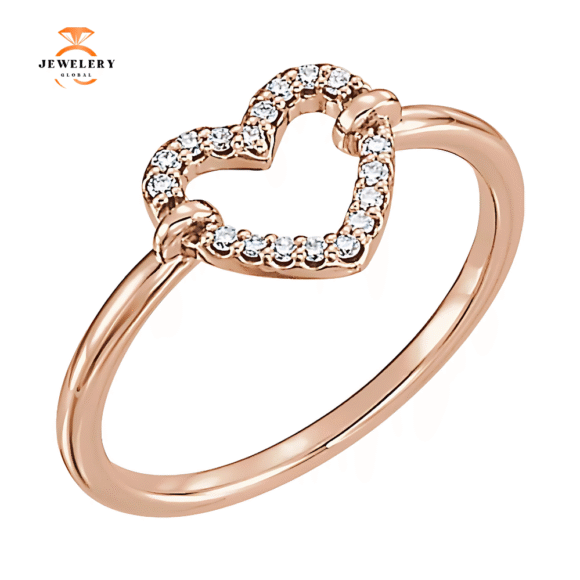 14KT GOLD .08 CTW ROUND DIAMOND HEART RING