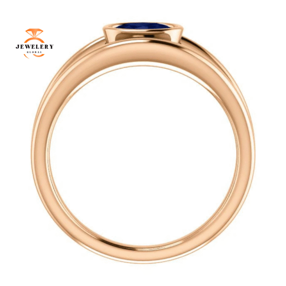 14KT GOLD 0.70 CARAT OVAL BEZEL SET SAPPHIRE RING - Image 15