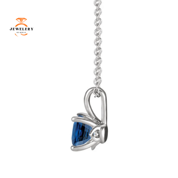 14KT GOLD 1.15 CT ROUND BLUE SAPPHIRE SOLITAIRE PENDANT - Image 2