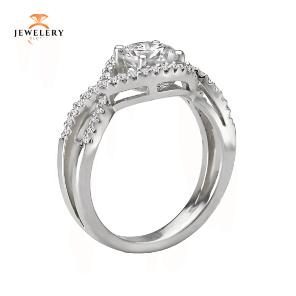 14KT 1/4 CTW DIAMOND SPLIT SHANK TWIST SETTING FOR 1 CT ROUND - Image 4