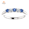 14KT GOLD 0.24 CTW SAPPHIRE & 0.12 CTW DIAMOND 5 STONE BAND