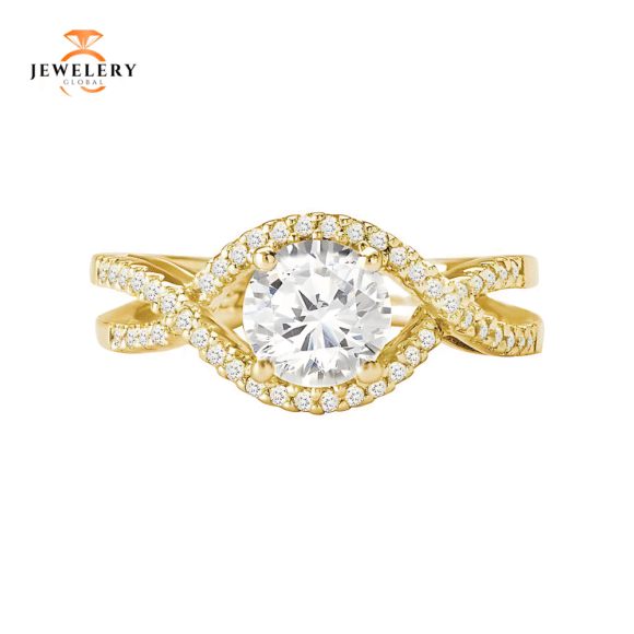 14KT 1/4 CTW DIAMOND SPLIT SHANK TWIST SETTING FOR 1 CT ROUND - Image 6