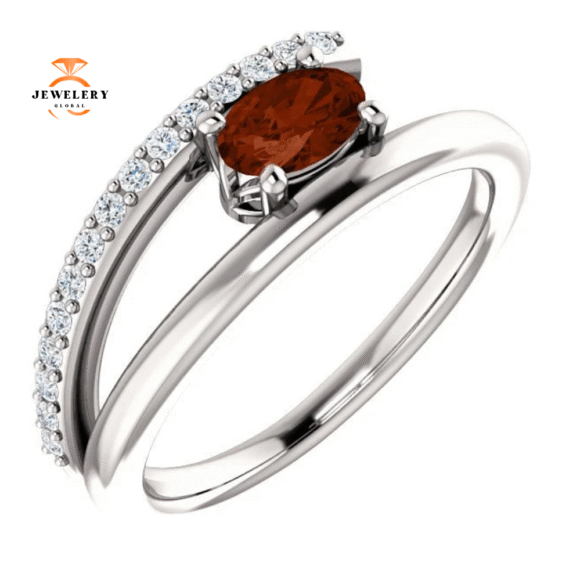 14KT GOLD 0.55 CT GARNET & 1/8 CTW DIAMOND SPLIT SHANK RING - Image 9