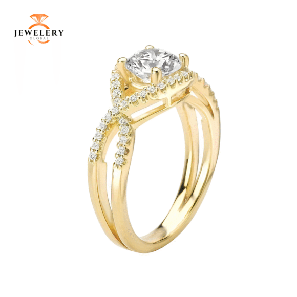 14KT 1/4 CTW DIAMOND SPLIT SHANK TWIST SETTING FOR 1 CT ROUND - Image 8