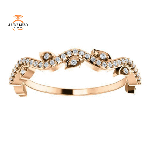 14KT GOLD 1/6 CTW ROUND DIAMOND LEAF RING - Image 9