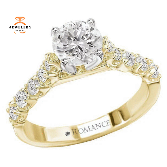 14KT GOLD 3/8 CTW DIAMOND ACCENT PEG HEAD SETTING FOR 1 CT ROUND - Image 4
