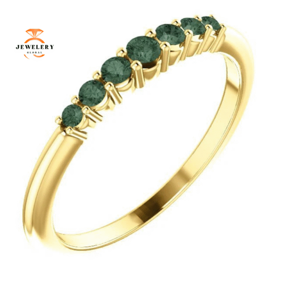14KT GOLD GENUINE 0.23 CTW ALEXANDRITE GRADUTED STACKABLE RING - Image 5