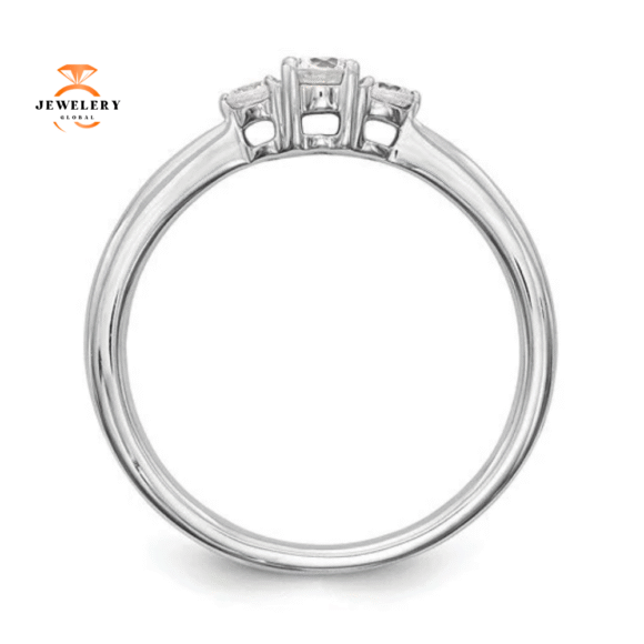 14KT White Gold 3 Stone Round Diamond Promise Ring - Image 2