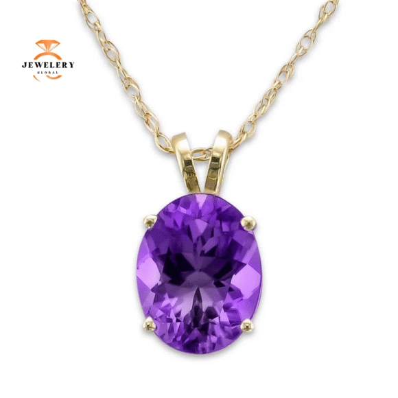 14KT GOLD OVAL AMETHYST NECKLACE - Image 3