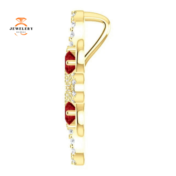 14KT GOLD RUBY & 1/6 CTW DIAMOND CLOVER PENDANT - Image 4