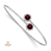 14KT WHITE GOLD .90 CTW GARNET & .12 CTW DIAMOND FLEX BANGLE