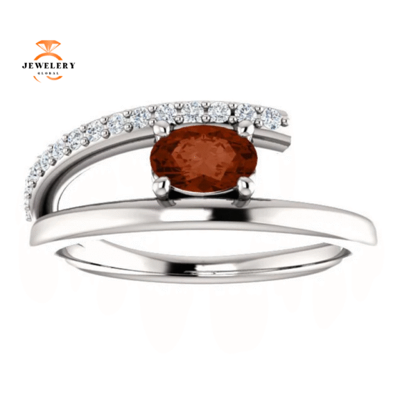 14KT GOLD 0.55 CT GARNET & 1/8 CTW DIAMOND SPLIT SHANK RING - Image 11