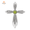 14KT GOLD .09 CT PERIDOT BEZEL-SET CROSS PENDANT
