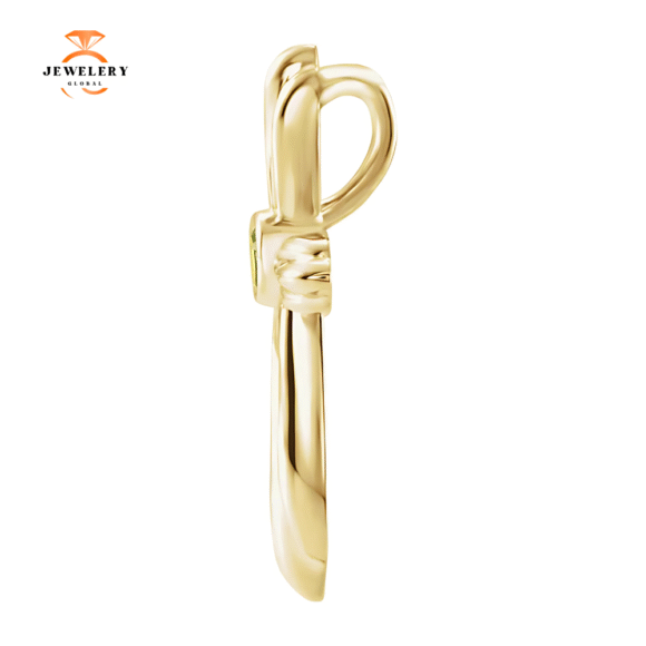 14KT GOLD .09 CT PERIDOT BEZEL-SET CROSS PENDANT - Image 6