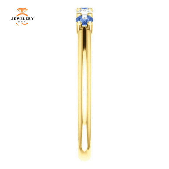 14KT GOLD 0.24 CTW SAPPHIRE & 0.12 CTW DIAMOND 5 STONE BAND - Image 10