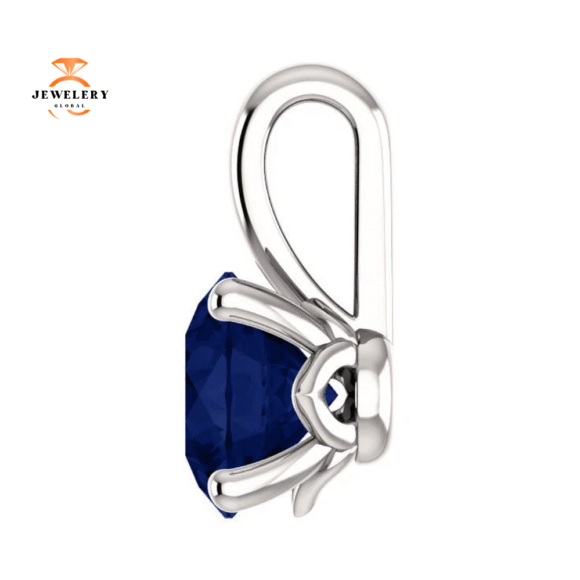 14KT GOLD 1.15 CT ROUND BLUE SAPPHIRE SOLITAIRE PENDANT - Image 3