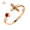 14KT GOLD .09 CT RUBY BEZEL-SET CUFF CROSS RING