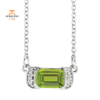 14KT GOLD 0.70 CT PERIDOT & .04 CTW DIAMOND ACCENT BAR NECKLACE
