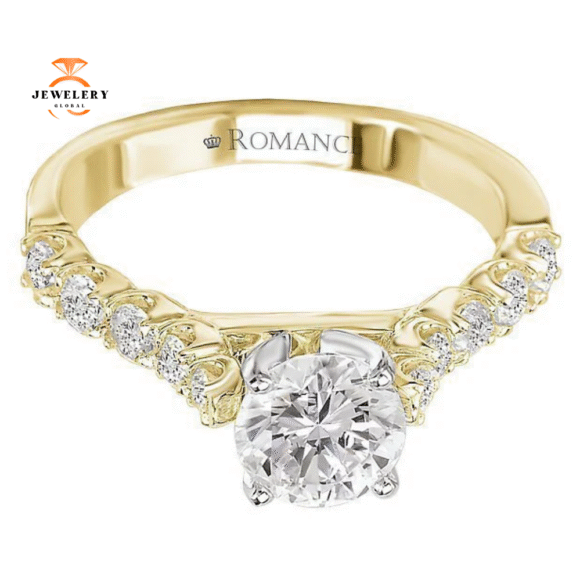 14KT GOLD 3/8 CTW DIAMOND ACCENT PEG HEAD SETTING FOR 1 CT ROUND - Image 5