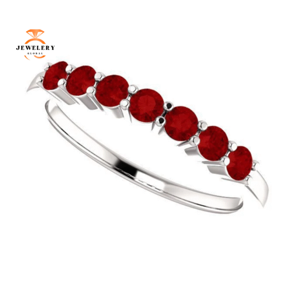 14KT GOLD 0.56 CTW RUBY SHARED PRONG 7 STONE RING - Image 5