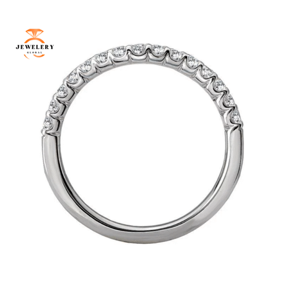 14KT Gold 1/4 CTW Diamond 15 Stone Curved Band